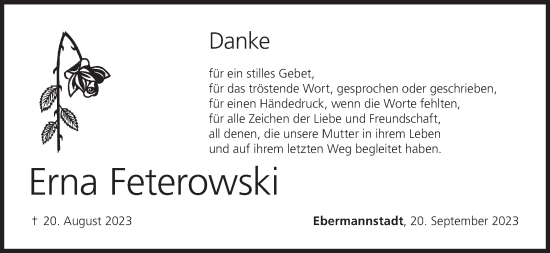 Anzeige von Erna Feterowski von MGO