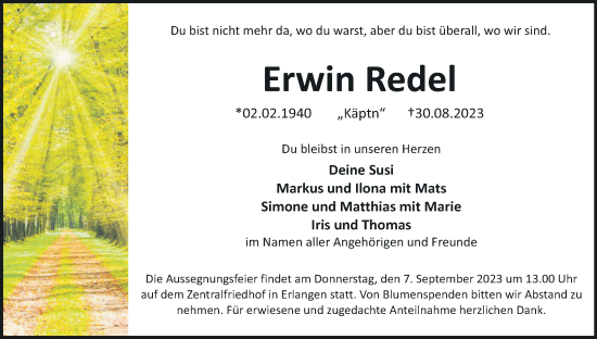 Anzeige von Erwin Redel von MGO