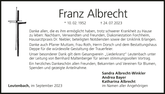 Anzeige von Franz Albrecht von MGO