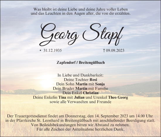 Anzeige von Georg Stapf von MGO