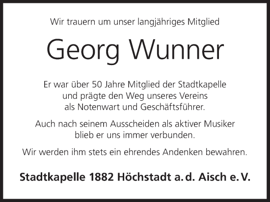 Anzeige von Georg Wunner von MGO