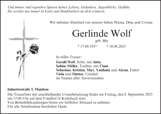 Anzeige von Gerlinde Wolf von MGO
