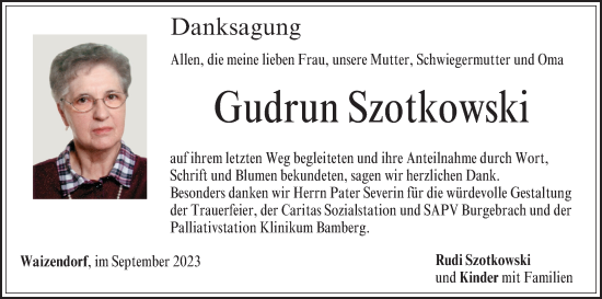 Anzeige von Gudrun Szotkowski von MGO