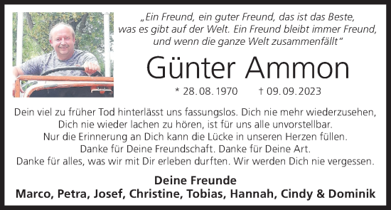 Anzeige von Günter Ammon von MGO