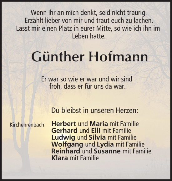 Anzeige von Günther Hofmann von MGO