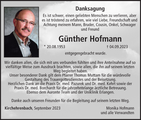 Anzeige von Günther Hofmann von MGO