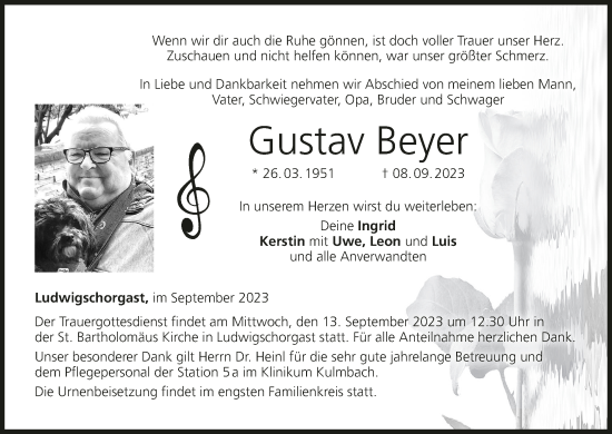 Anzeige von Gustav Beyer von MGO