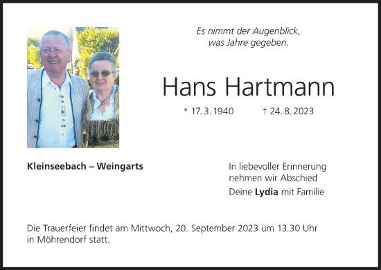 Anzeige von Hans Hartmann von MGO