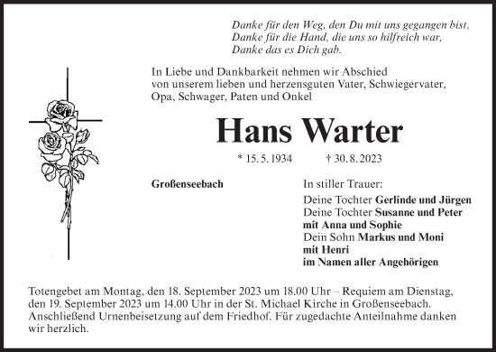 Anzeige von Hans Warter von MGO