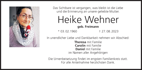Anzeige von Heike Wehner von MGO