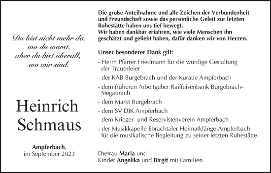 Anzeige von Heinrich Schmaus von MGO
