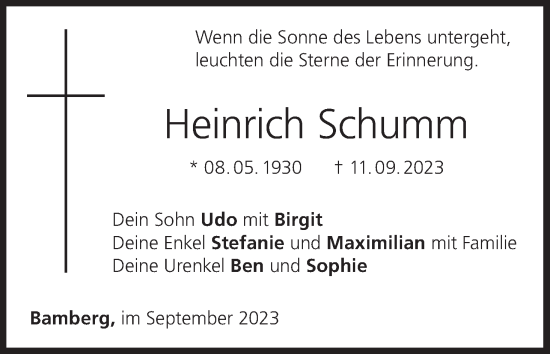 Anzeige von Heinrich Schumm von MGO