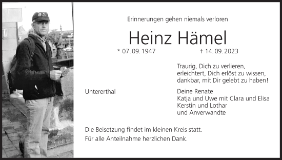 Anzeige von Heinz Hämel von MGO