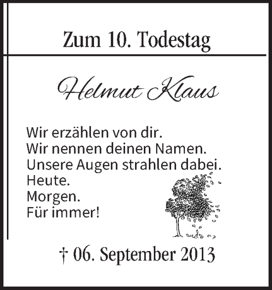 Anzeige von Helmut Klaus von MGO