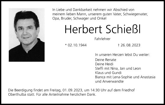 Anzeige von Herbert Schießl von MGO