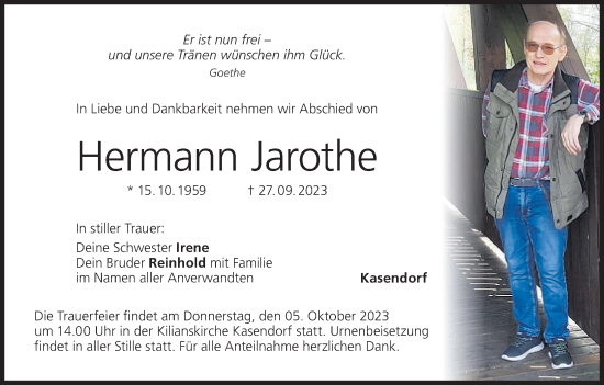 Anzeige von Hermann Jarothe von MGO