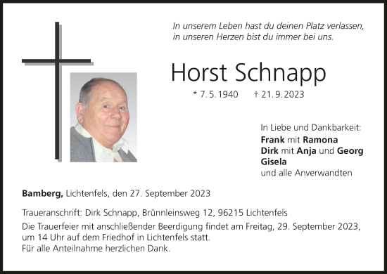 Anzeige von Horst Schnapp von MGO