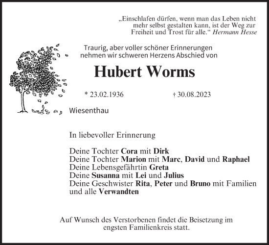 Anzeige von Hubert Worms von MGO