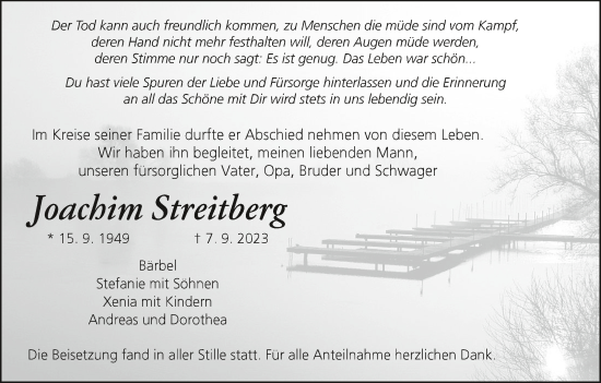 Anzeige von Joachim Streitberg von MGO