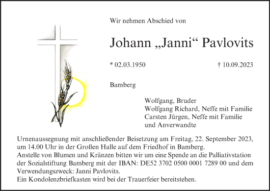 Anzeige von Johann Pavlovits von MGO