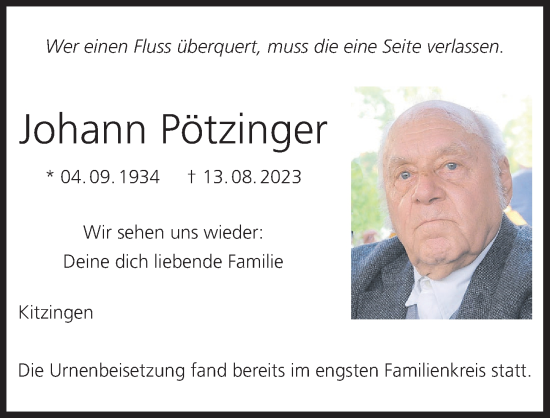 Anzeige von Johann Pötzinger von MGO