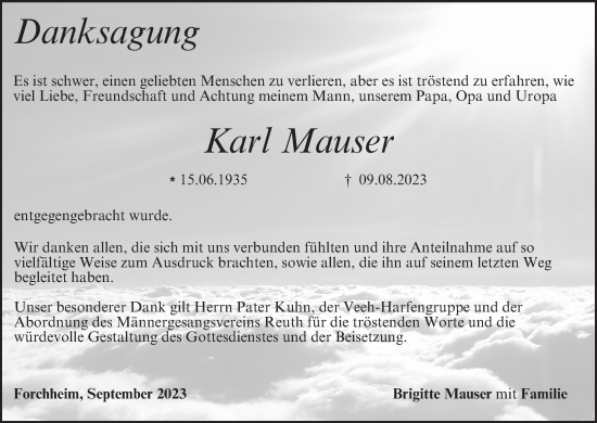 Anzeige von Karl Mauser von MGO