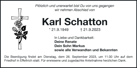 Anzeige von Karl Schatton von MGO