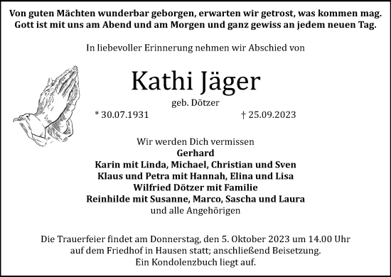 Anzeige von Kathi Jäger von MGO