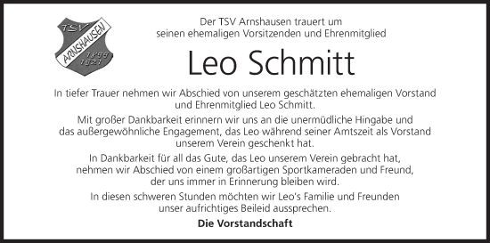 Anzeige von Leo Schmitt von MGO