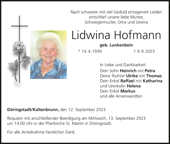 Anzeige von Lidwina Hofmann von MGO