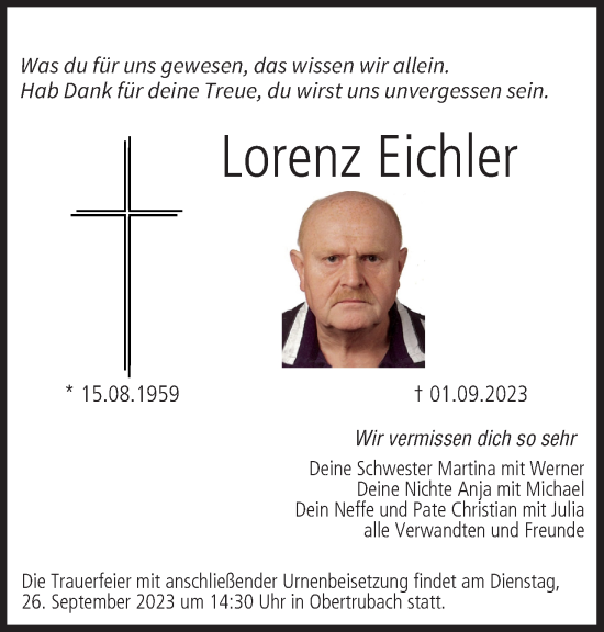 Anzeige von Lorenz Eichler von MGO