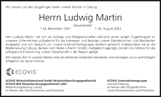 Anzeige von Ludwig Martin von MGO