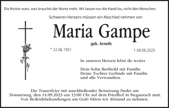 Anzeige von Maria Gampe von MGO