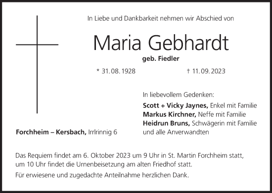 Anzeige von Maria Gebhardt von MGO