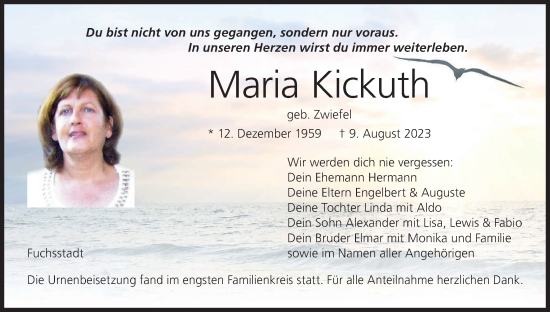 Anzeige von Maria Kickuth von MGO