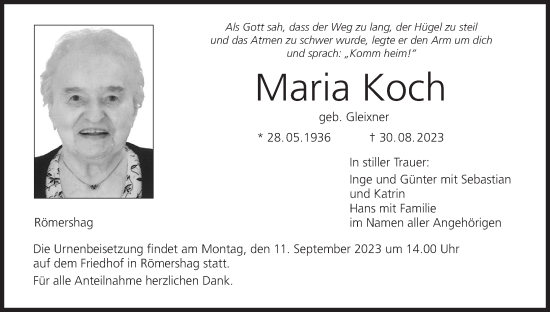 Anzeige von Maria Koch von MGO
