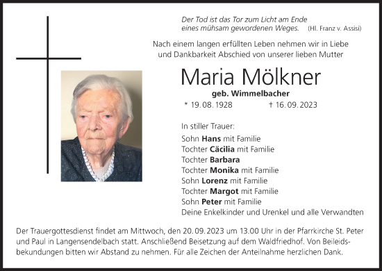 Anzeige von Maria Mölkner von MGO