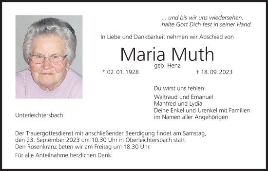 Anzeige von Maria Muth von MGO
