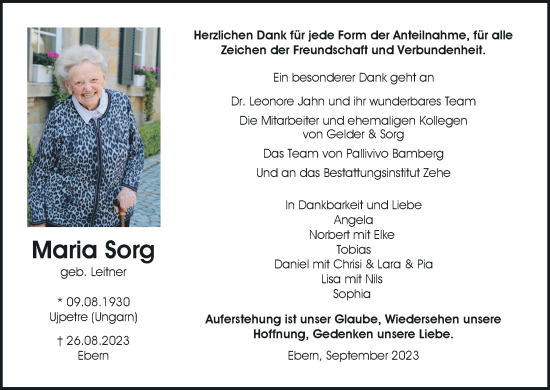 Anzeige von Maria Sorg von MGO