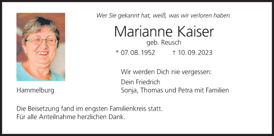 Anzeige von Marianne Kaiser von MGO