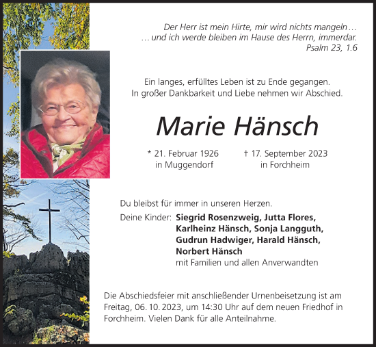 Anzeige von Marie Hänsch von MGO