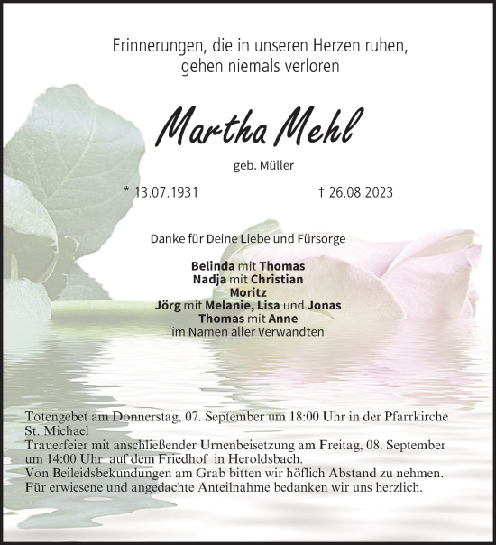 Anzeige von Martha Mehl von MGO