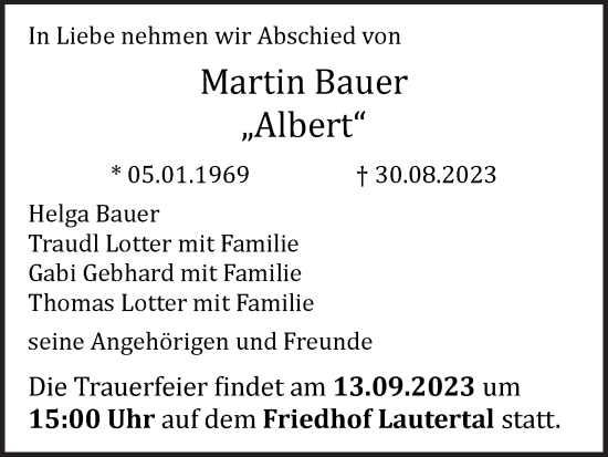 Anzeige von Martin Bauer von MGO