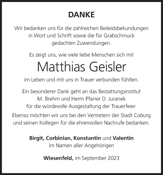 Anzeige von Matthias Geisler von MGO