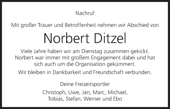 Anzeige von Norbert Ditzel von MGO