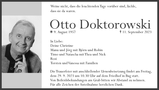 Anzeige von Otto Doktorowski von MGO