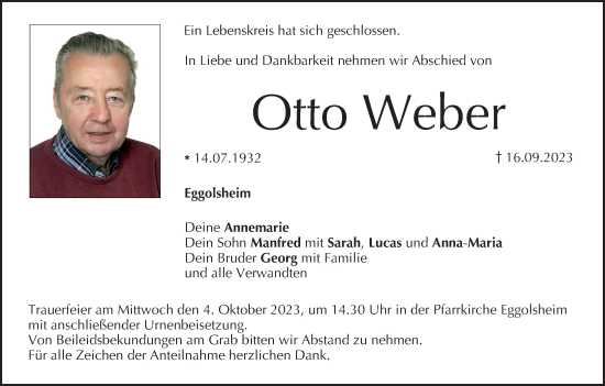 Anzeige von Otto Weber von MGO