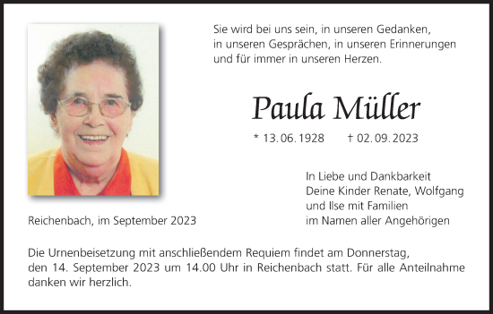 Anzeige von Paula Müller von MGO