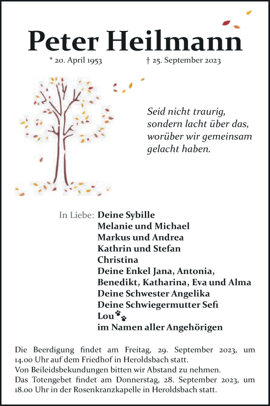 Anzeige von Peter Heilmann von MGO