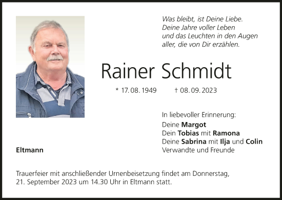 Anzeige von Rainer Schmidt von MGO